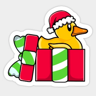 Cute Rubber Duck in Christmas Gift Sticker